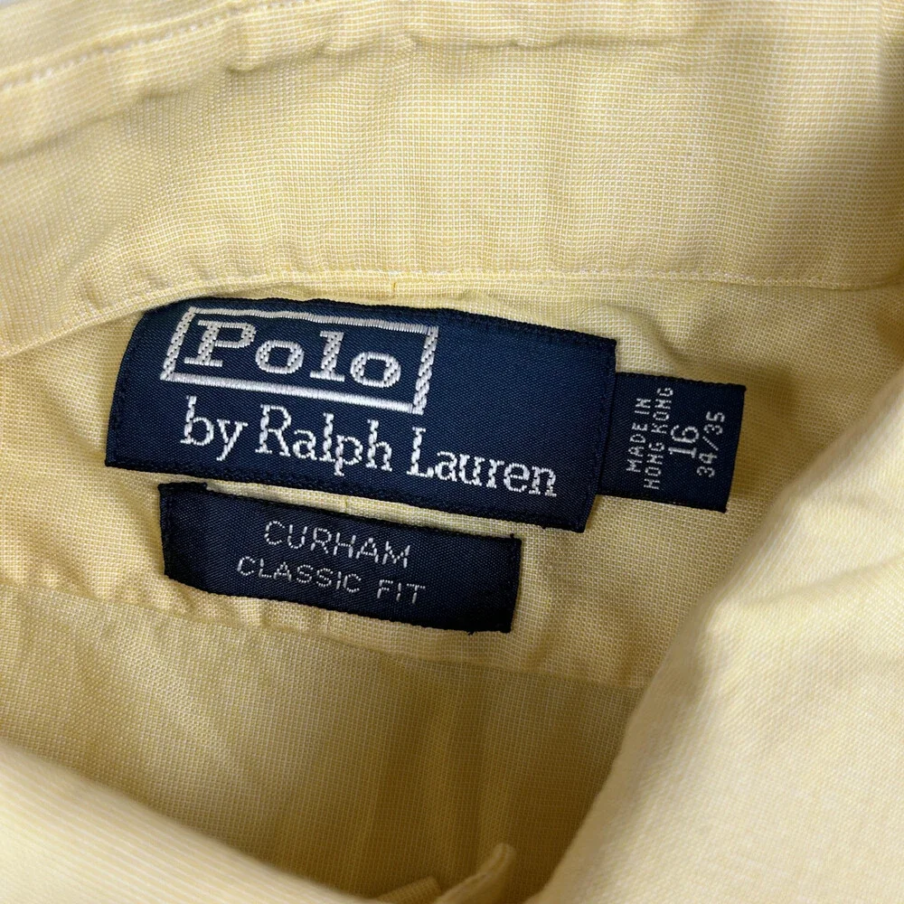 Polo Ralph Lauren Shirt Mens 16 Classic Fit Yellow Button Down Durham Dress